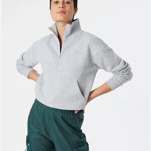 Outdoor Voices Cotton Terry 1/2 Zip Sweatshirt - Heather Grey, Size Small